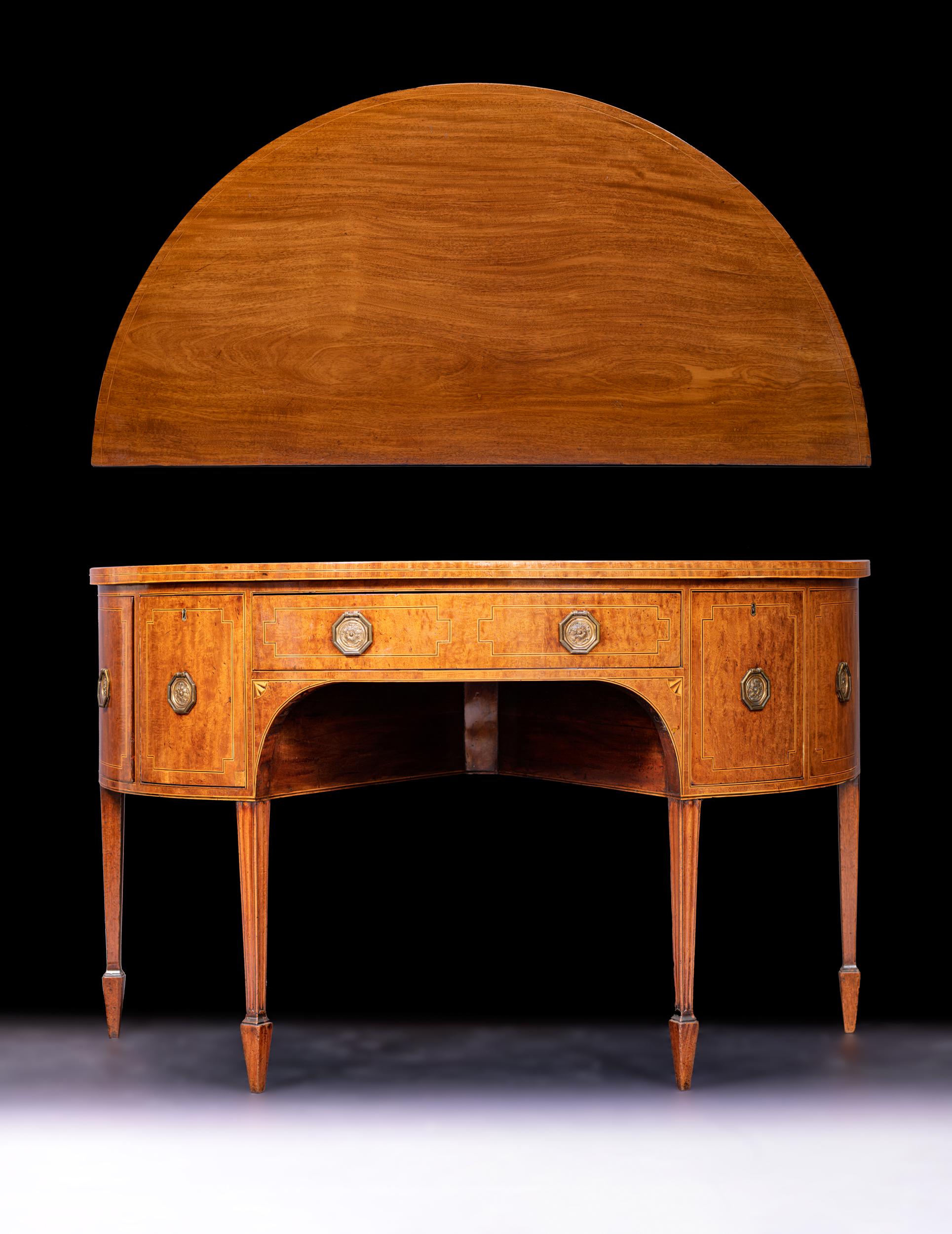 Wood Late 18th Century English Georgian Mahogany Bow Fronted Sideboard For Sale