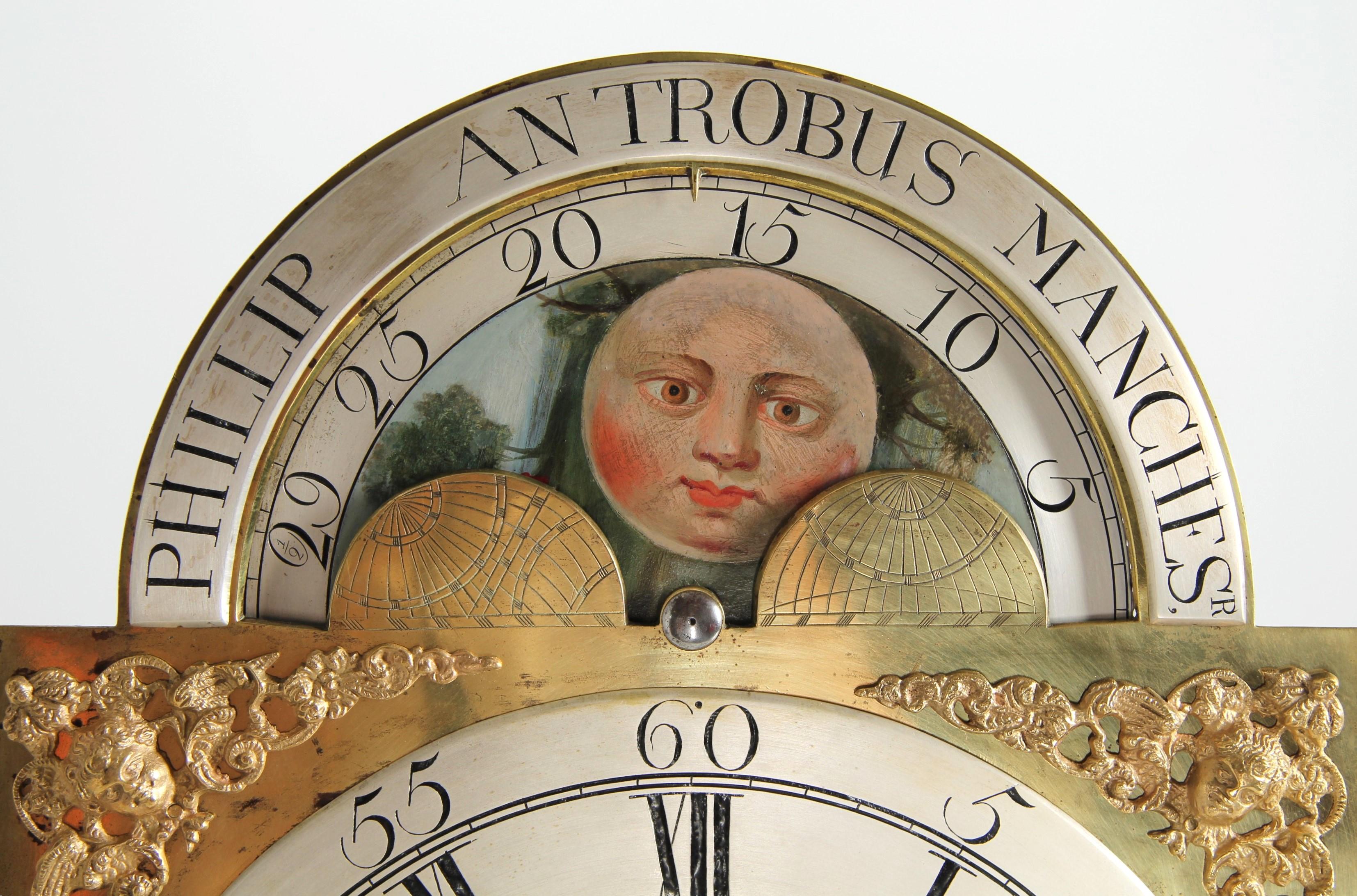 Late 18th Century English Longcase Clock with Moonphases, Manchester, circa 1780 For Sale 3