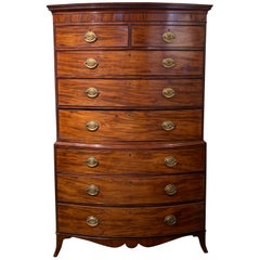 Late 18th Century English Mahogany Bowfront Chest on Chest