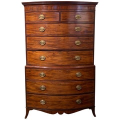Late 18th Century English Mahogany Bowfront Chest on Chest