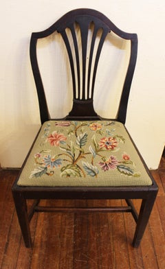 Late 18th Century English Mahogany Side Chair with Needlepoint Slip Seat