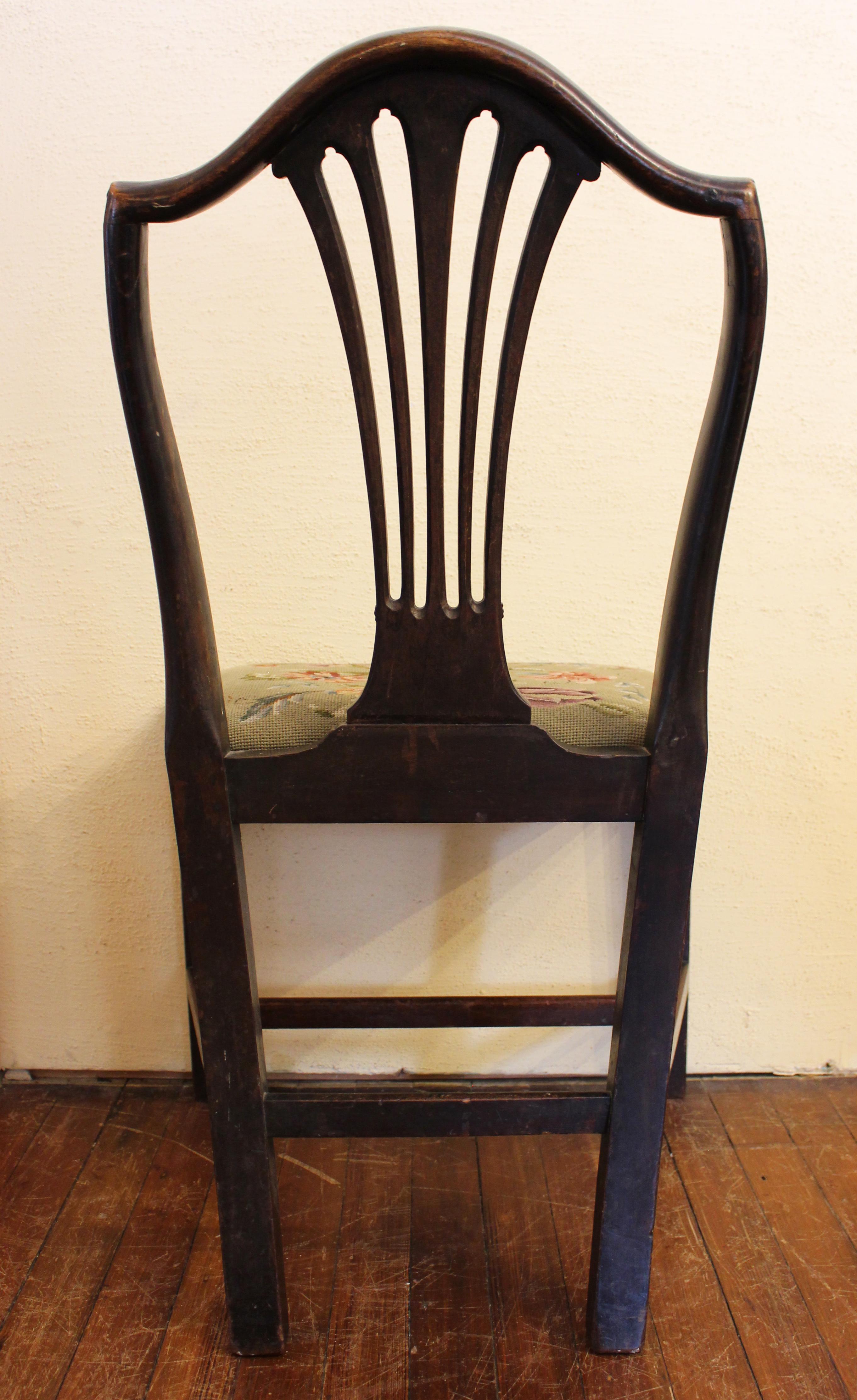 Late 18th Century English Mahogany Side Chair with Needlepoint Slip Seat 1