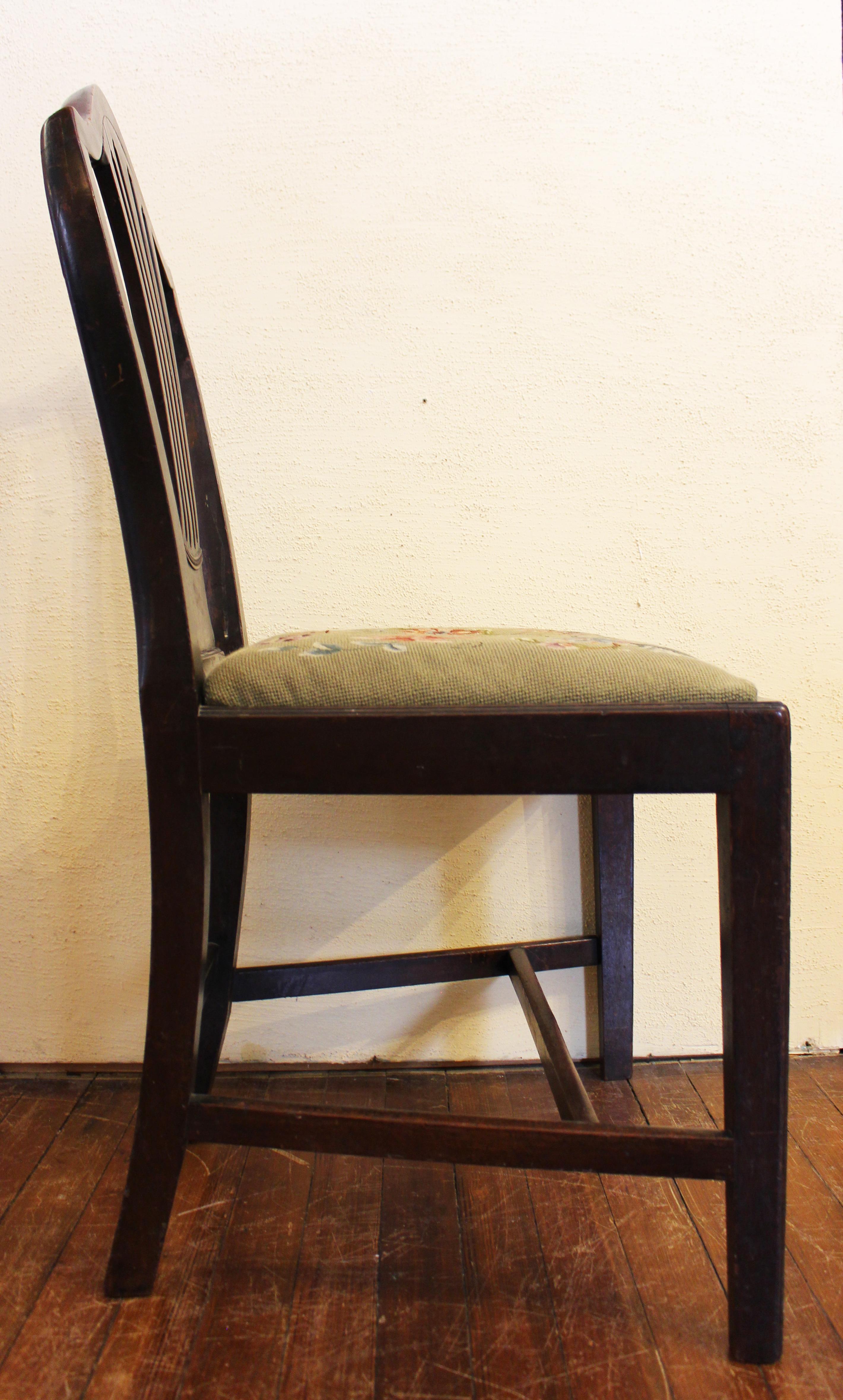 Late 18th Century English Mahogany Side Chair with Needlepoint Slip Seat 2