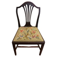 Late 18th Century English Mahogany Side Chair with Needlepoint Slip Seat