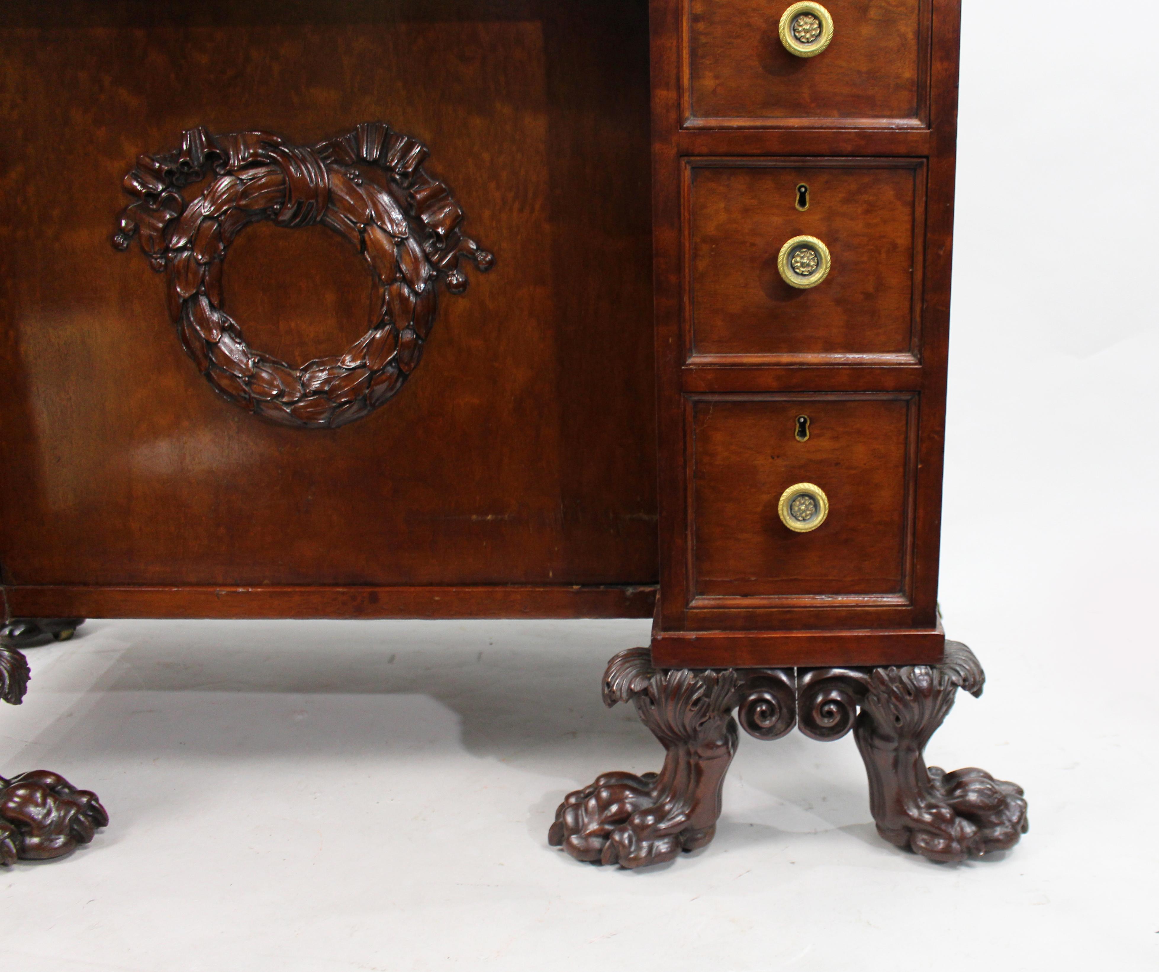Late 18th Century English Mahogany Desk with Carved Paw Feet For Sale 6