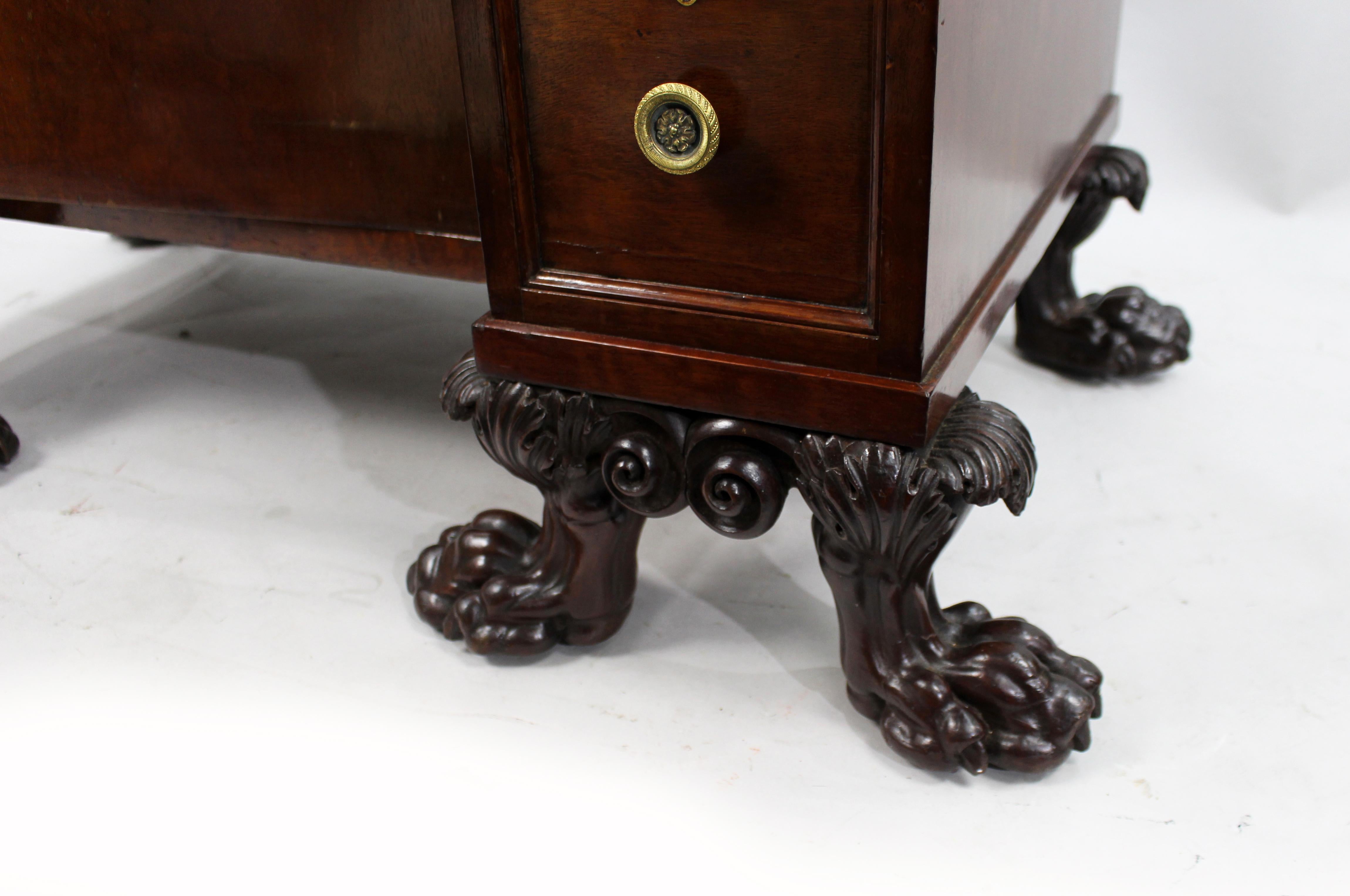Late 18th Century English Mahogany Desk with Carved Paw Feet For Sale 10