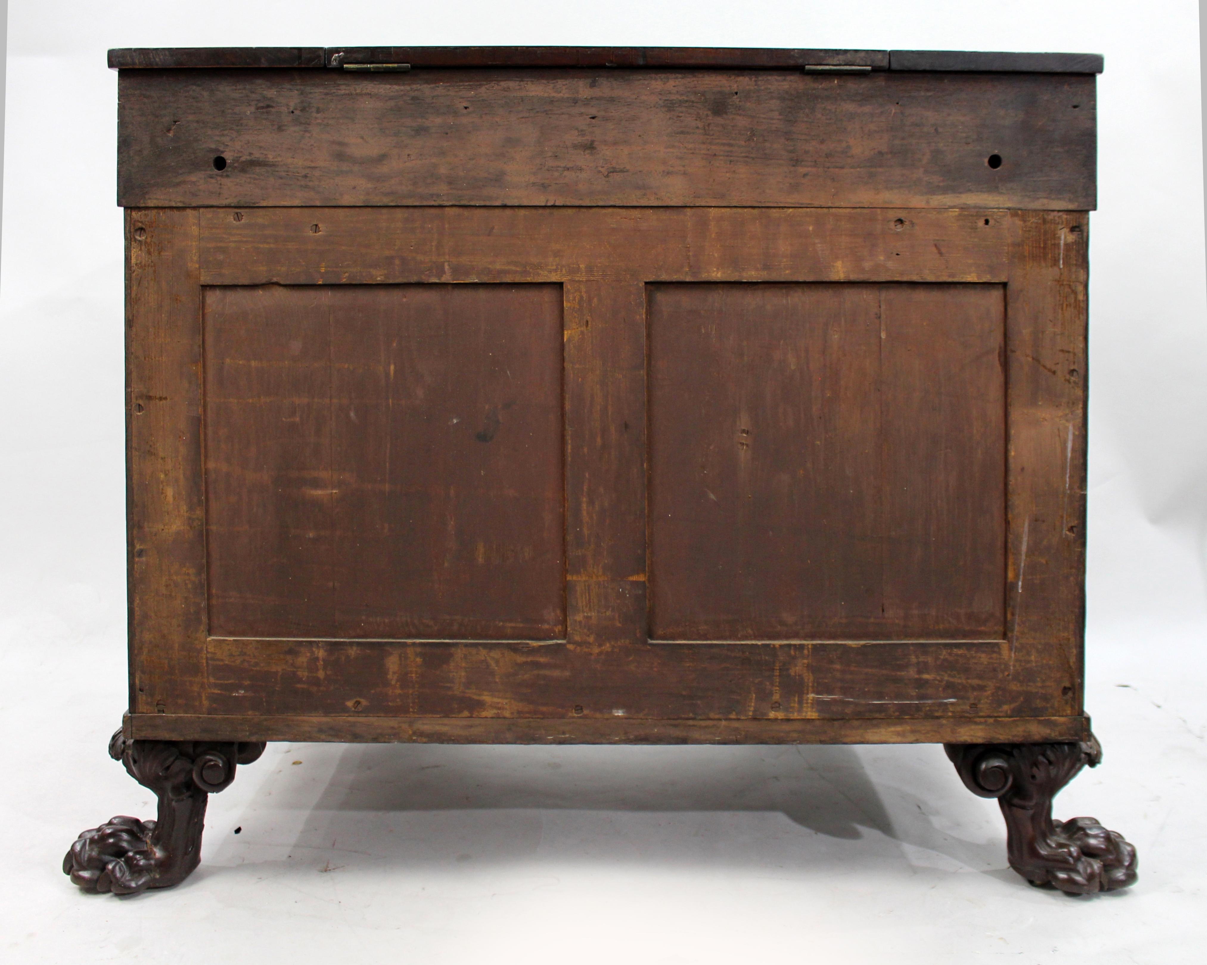 Late 18th Century English Mahogany Desk with Carved Paw Feet For Sale 12