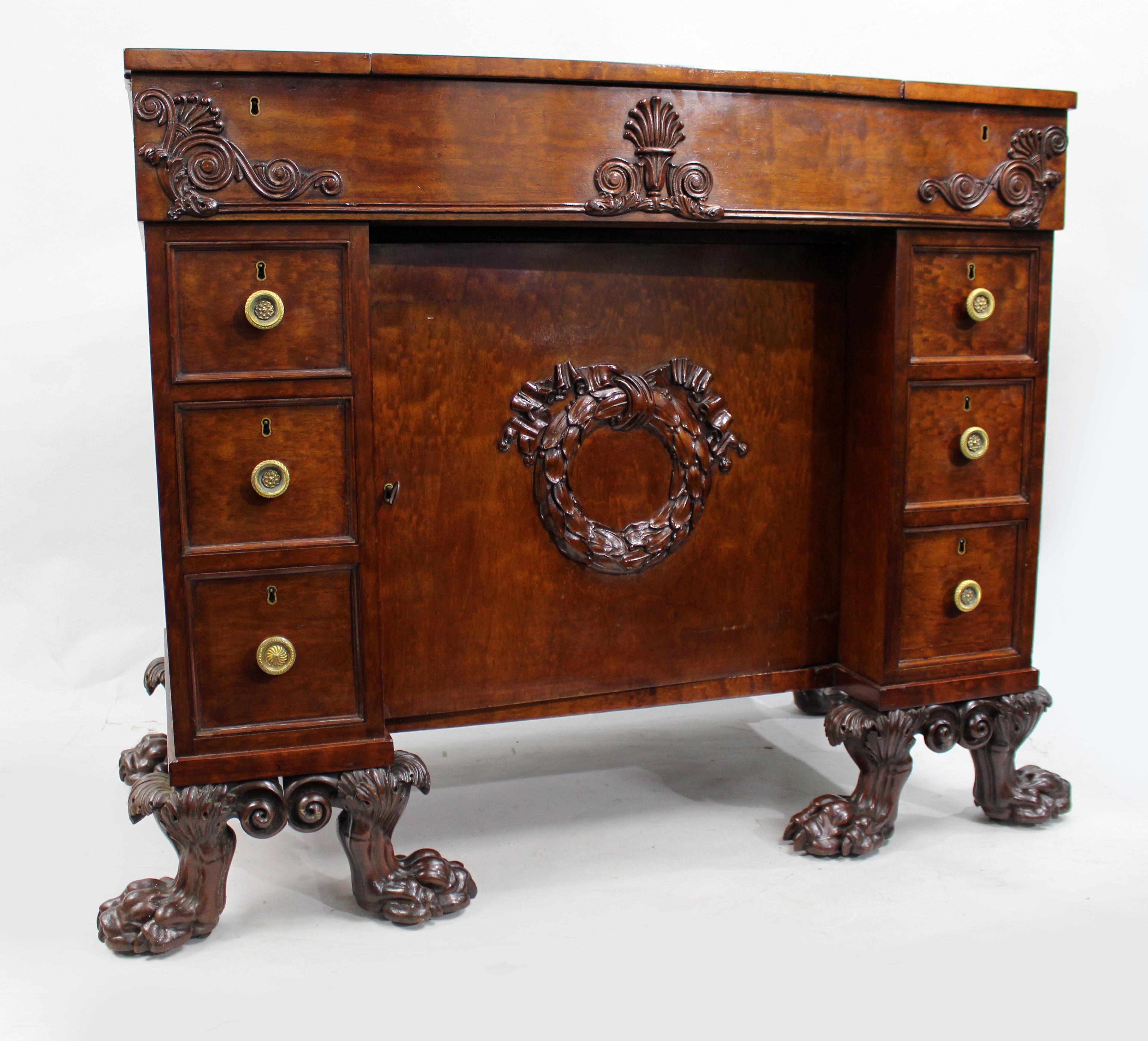 Late 18th Century English Mahogany Desk with Carved Paw Feet For Sale 1
