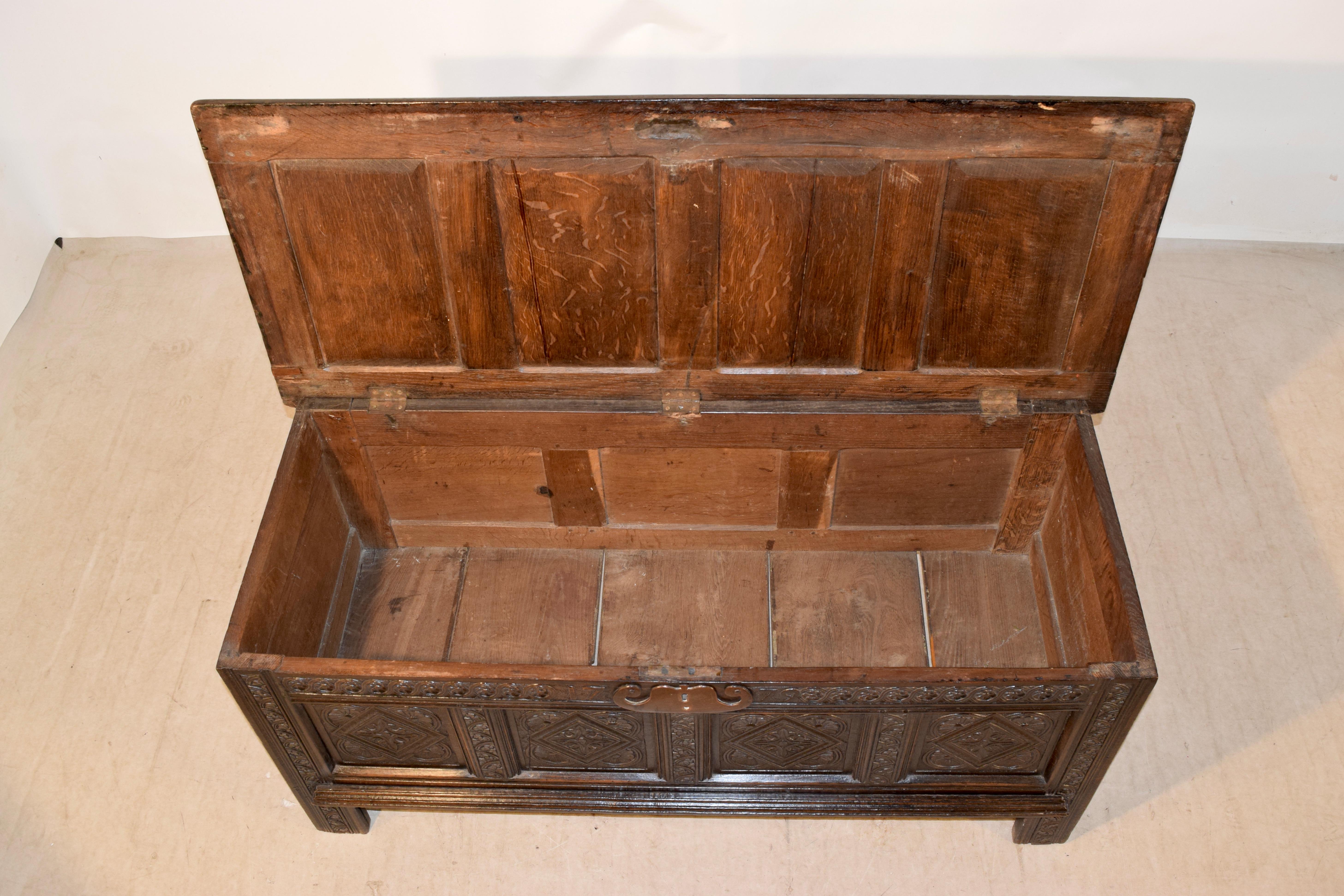Late 18th Century English Oak Blanket Chest For Sale 8