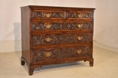 Late 18th Century English Oak Carved Chest of Drawers