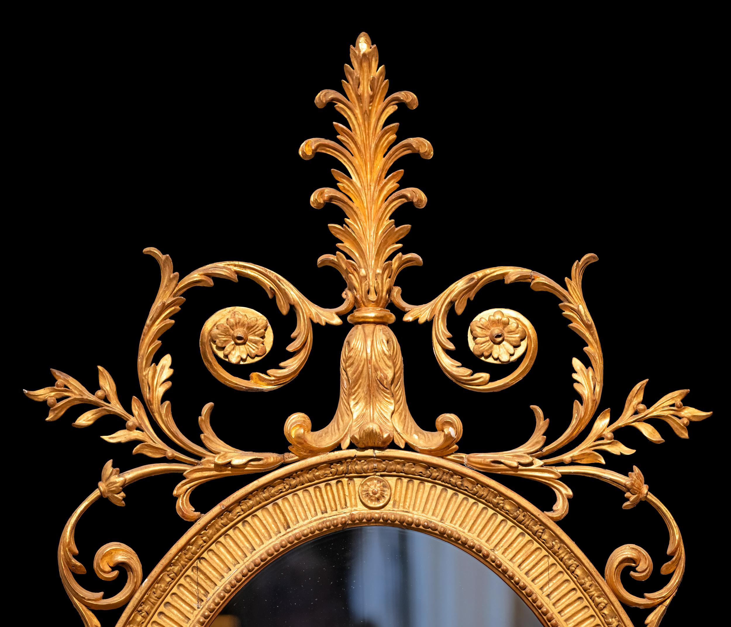 Style Adam Miroir mural ovale de la fin du 18e siècle dans le style de Robert The Adams en vente