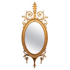 Miroir mural ovale de la fin du 18e siècle dans le style de Robert The Adams