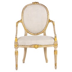 Late 18th Century English Painted and Parcel Gilt Armchair