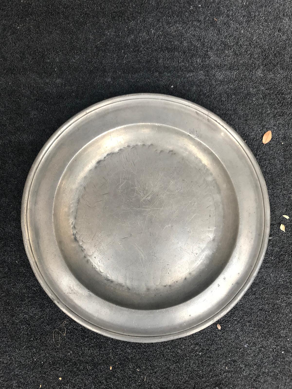 Late 18th Century English Pewter Charger, Stamped MP 1