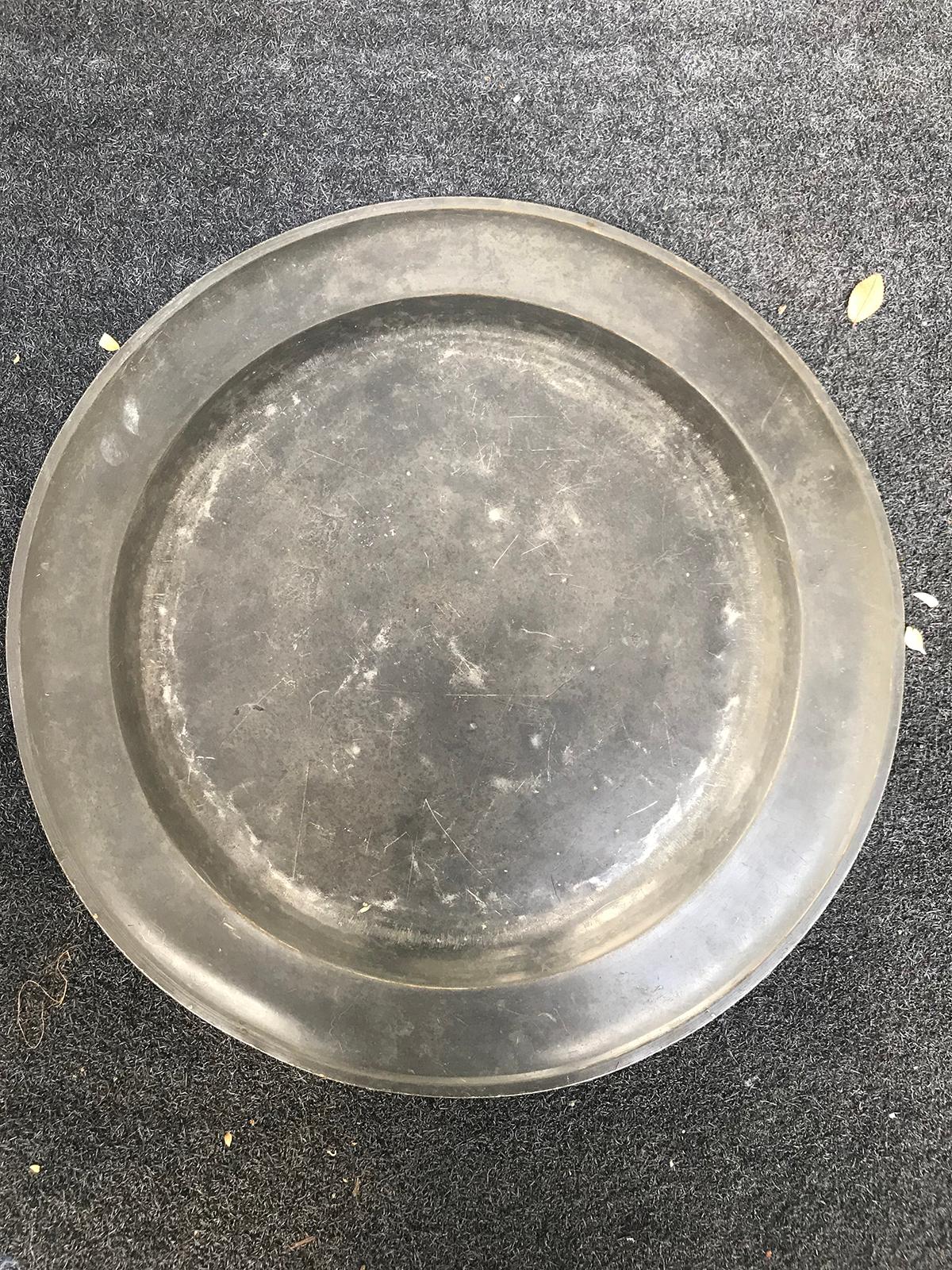 Late 18th Century English Pewter Charger, Stamped MP 2