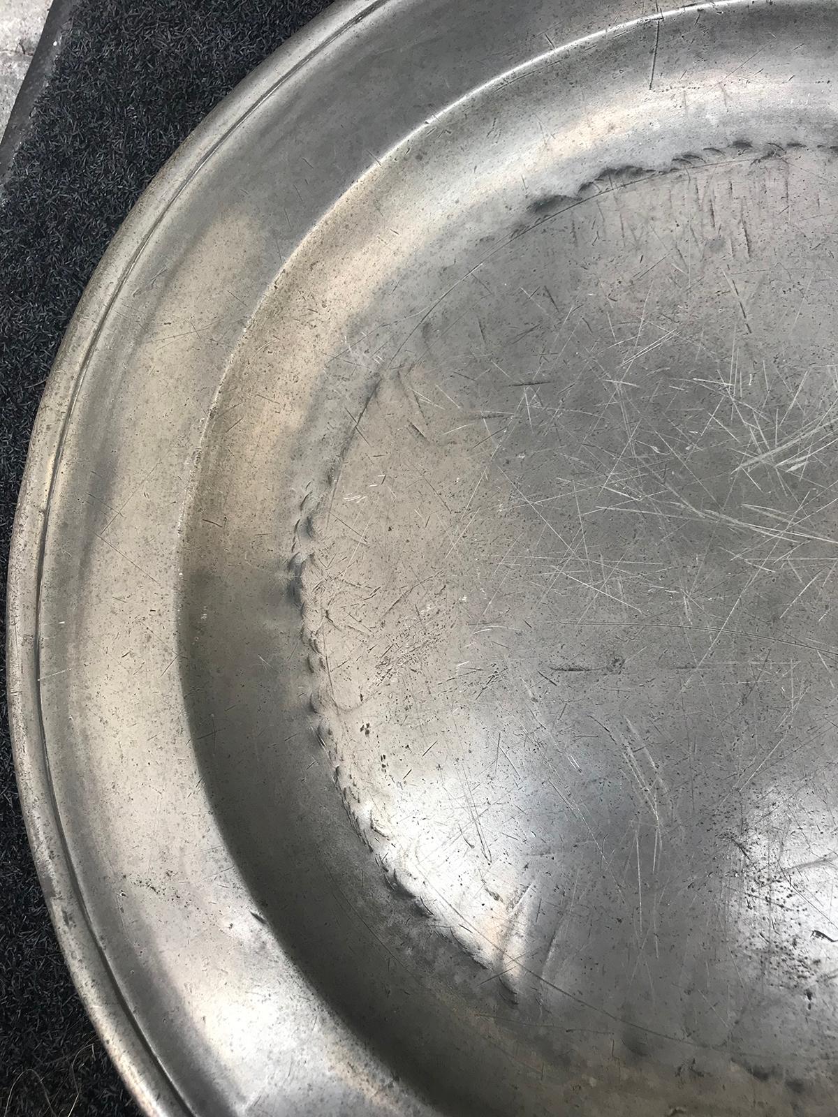Late 18th Century English Pewter Charger, Stamped MP 4