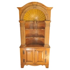Late 18th Century English Pine Corner Cupboard with Shell Top and Shaped Shelves