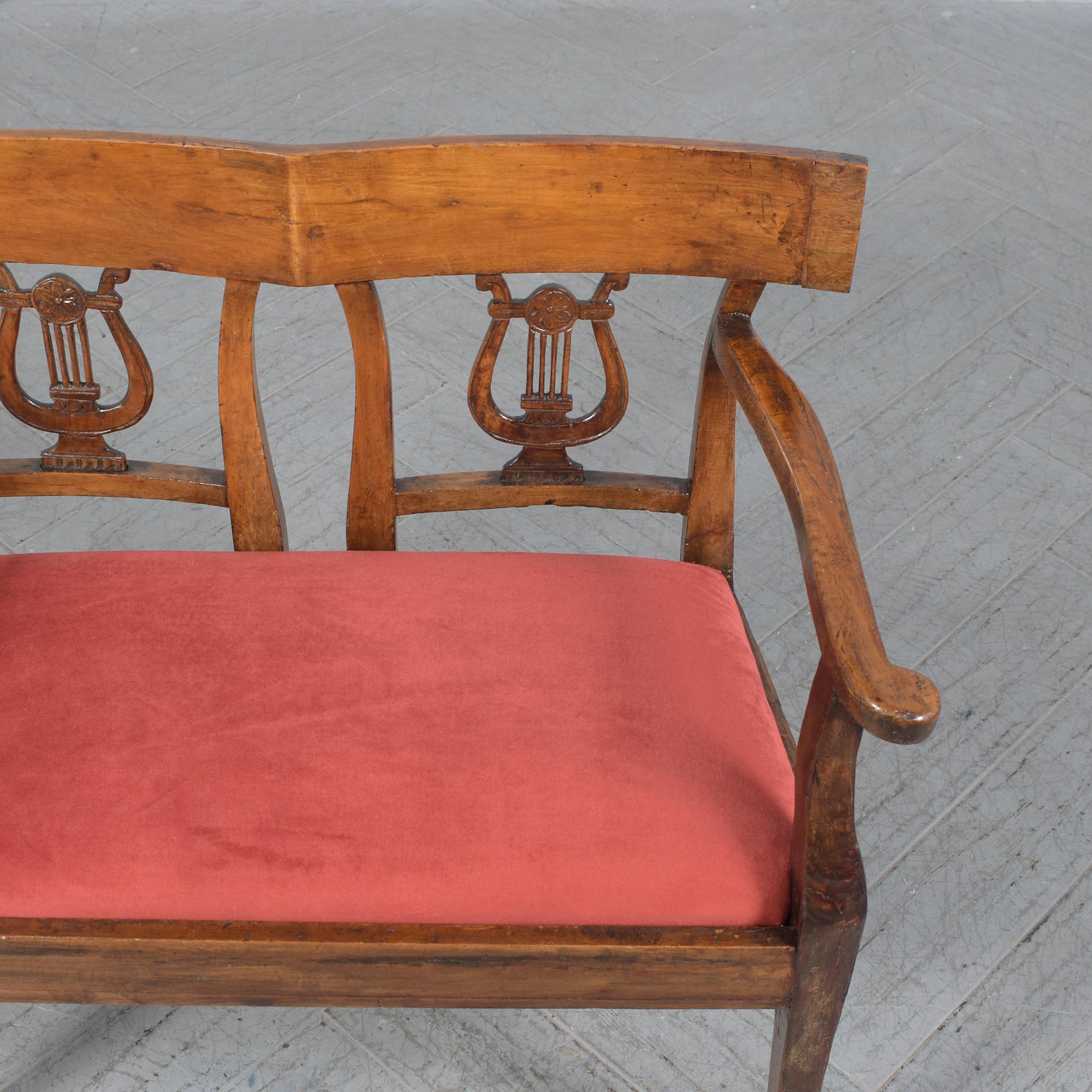 Neoclassical Revival Late 18th-Century English Walnut Bench: Historical Craftsmanship Restored For Sale