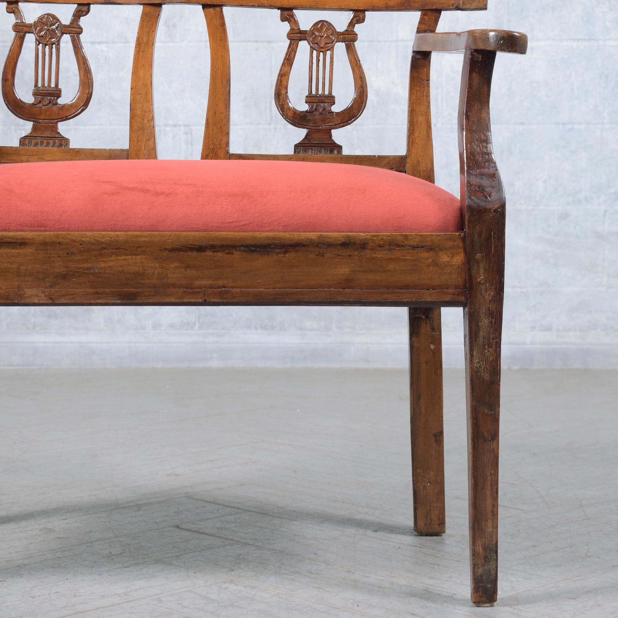 Late 18th-Century English Walnut Bench: Historical Craftsmanship Restored In Good Condition For Sale In Los Angeles, CA