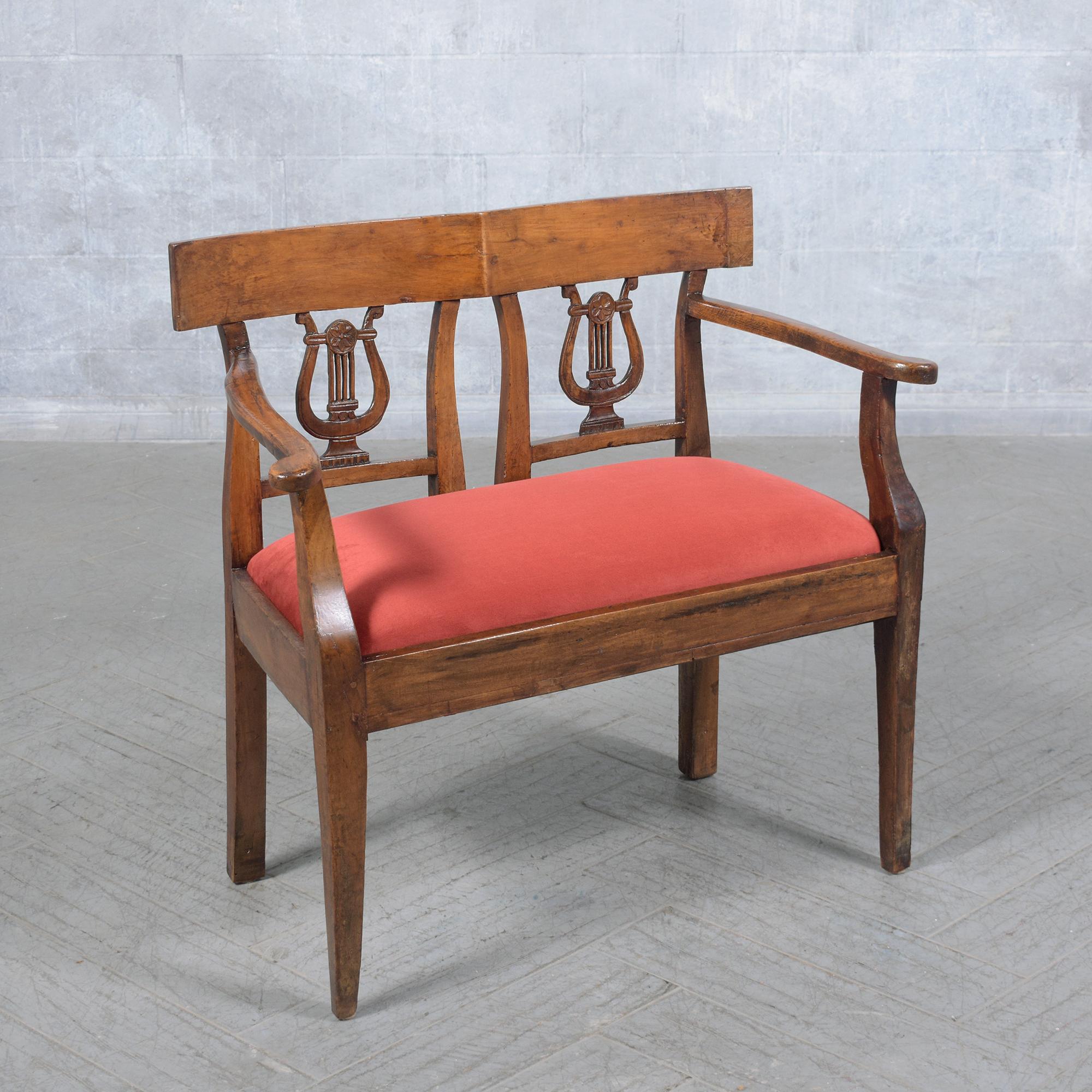 Fabric Late 18th-Century English Walnut Bench: Historical Craftsmanship Restored For Sale