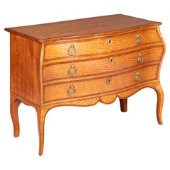 Late 18th Century English Satinwood Commode Of Bombe Form