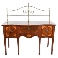 Late 18th Century English Serpentine Hepplewhite Sideboard with Brass Gallery
