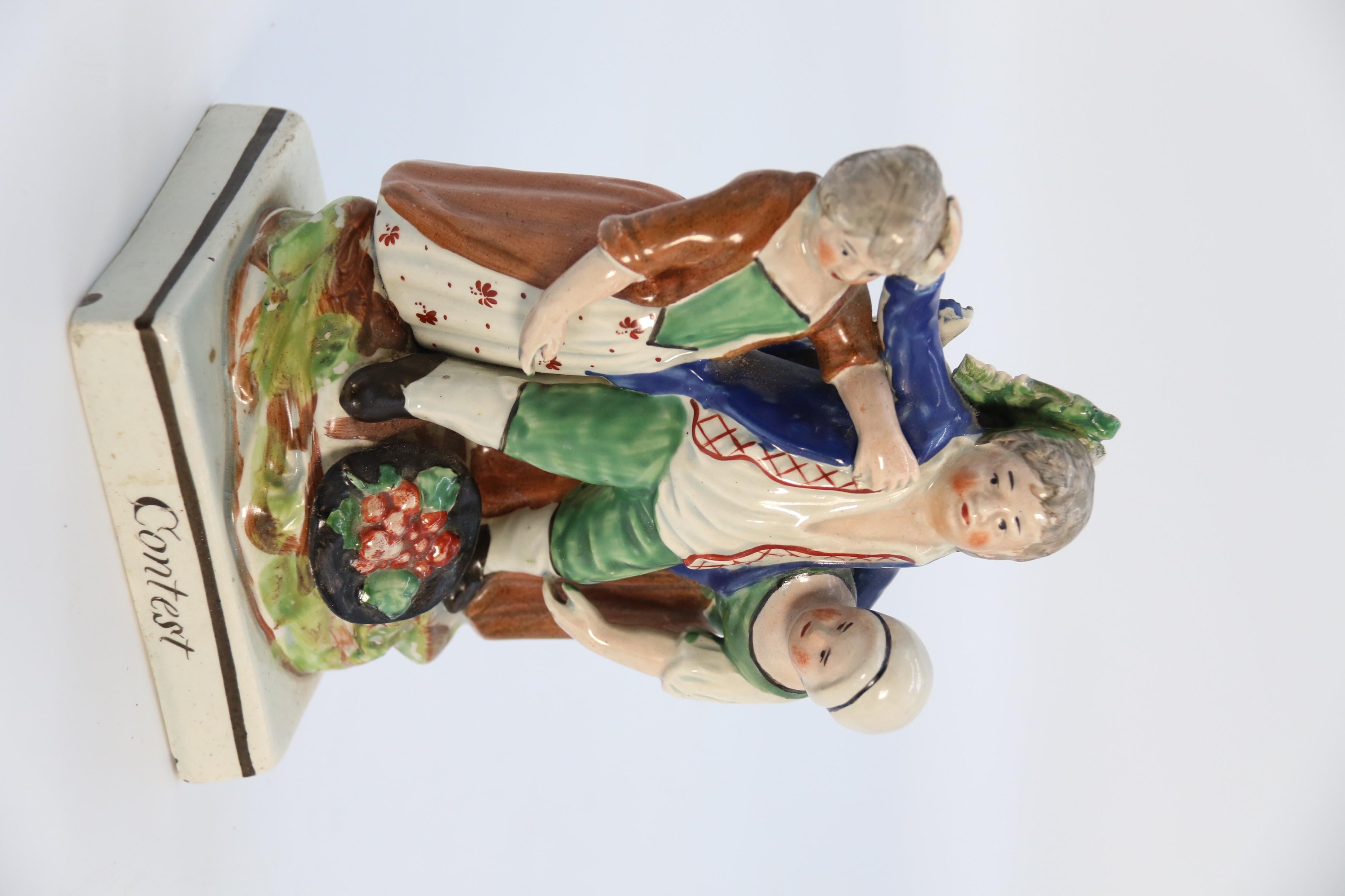 18th Century and Earlier Late 18th Century English Staffordshire Figure Group 