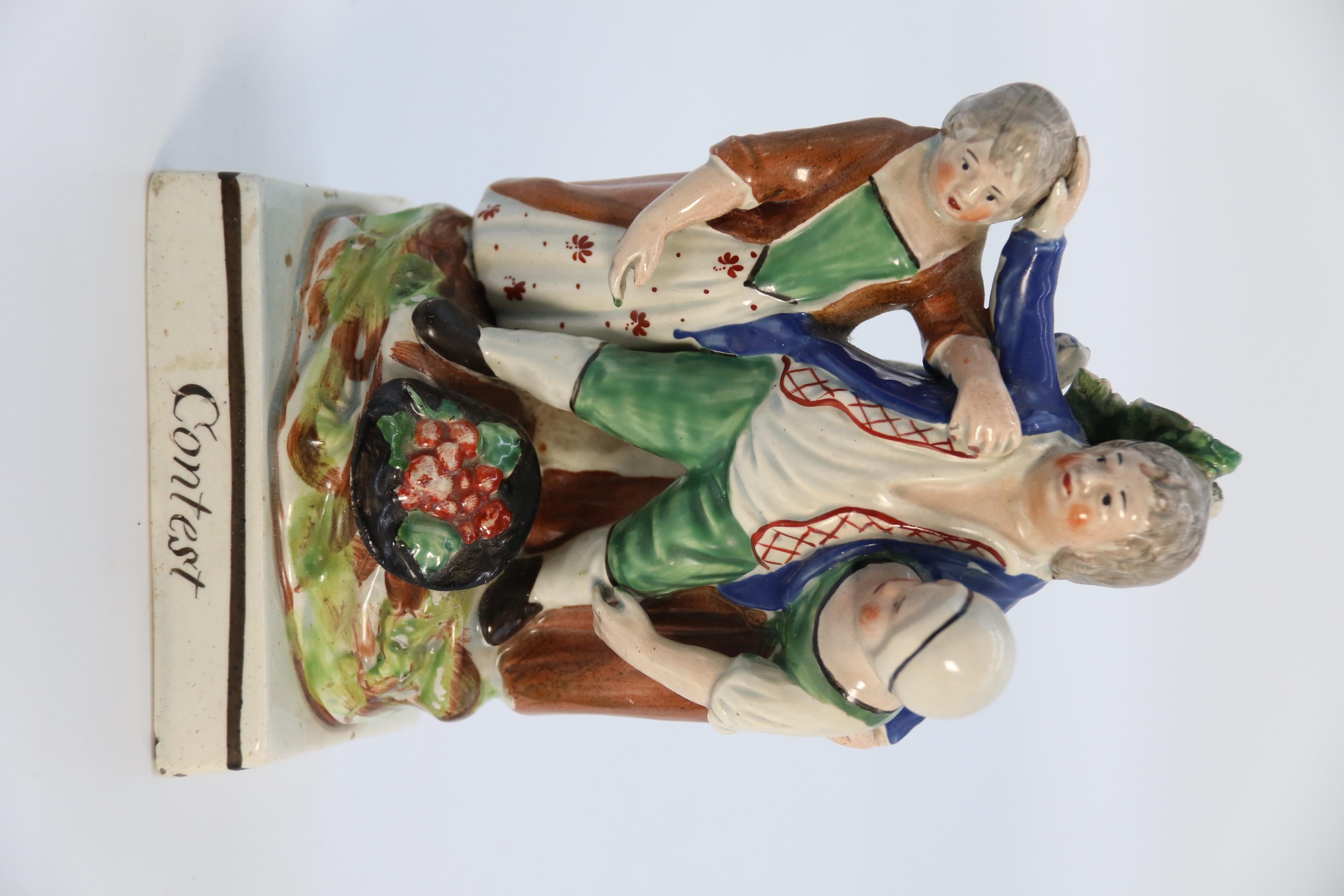 Pottery Late 18th Century English Staffordshire Figure Group 