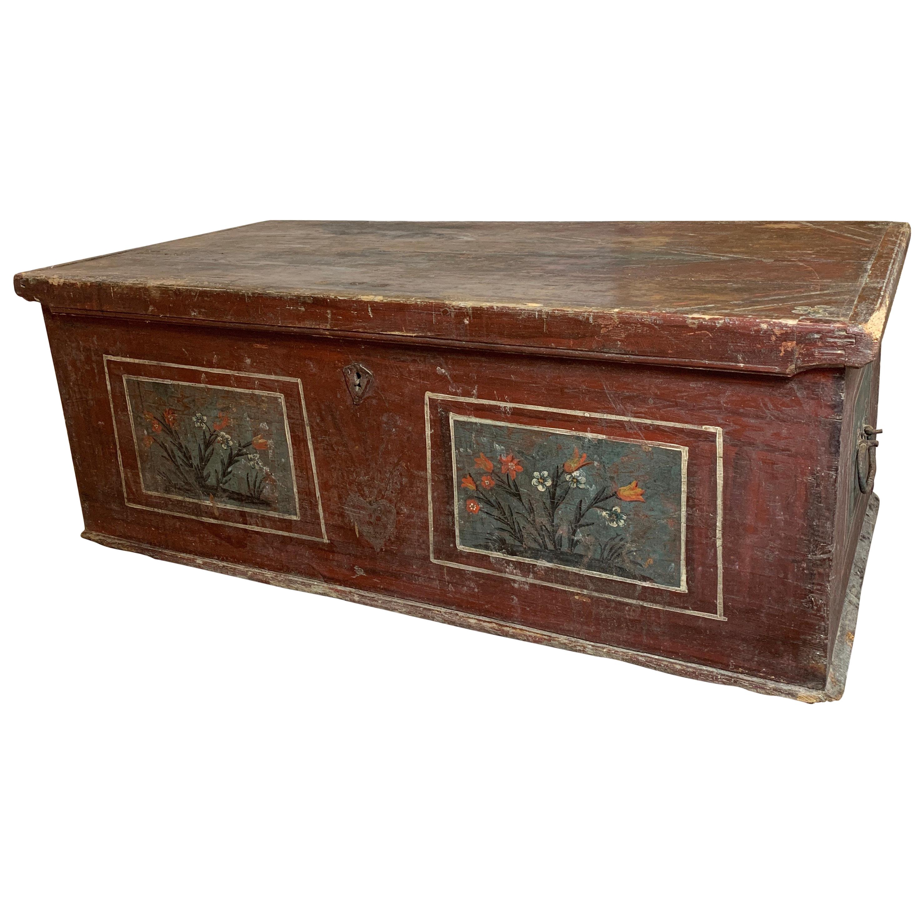 Late 18th Century European Hand Painted Marriage Chest