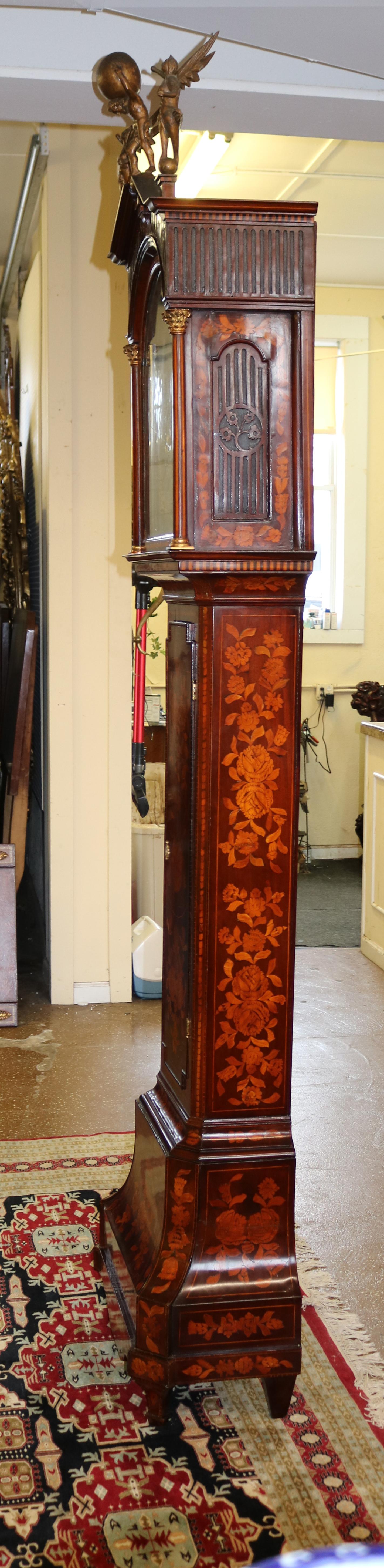 Late 18th Century Figural Dutch Marquetry Tall Case Grandfather Clock  For Sale 3
