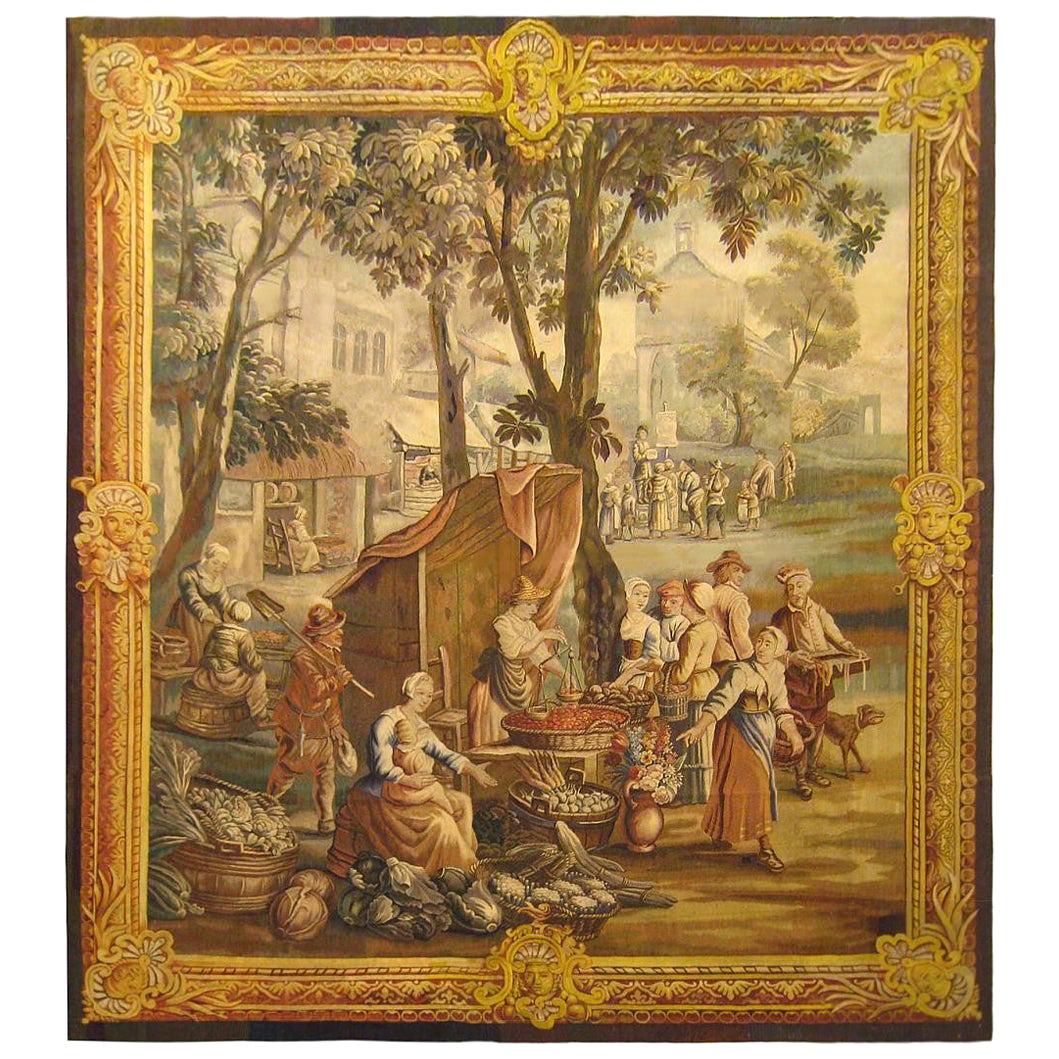 Rustikaler flämischer Wandteppich aus dem späten 18. Jahrhundert