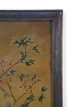 Late 18th Century Framed Chinese Glass Back Painted Scene of a Family