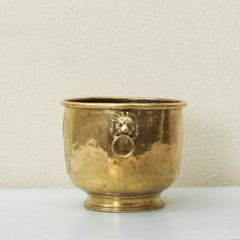 Late 18th Century French Brass Repousse Cachepot from French Chateau