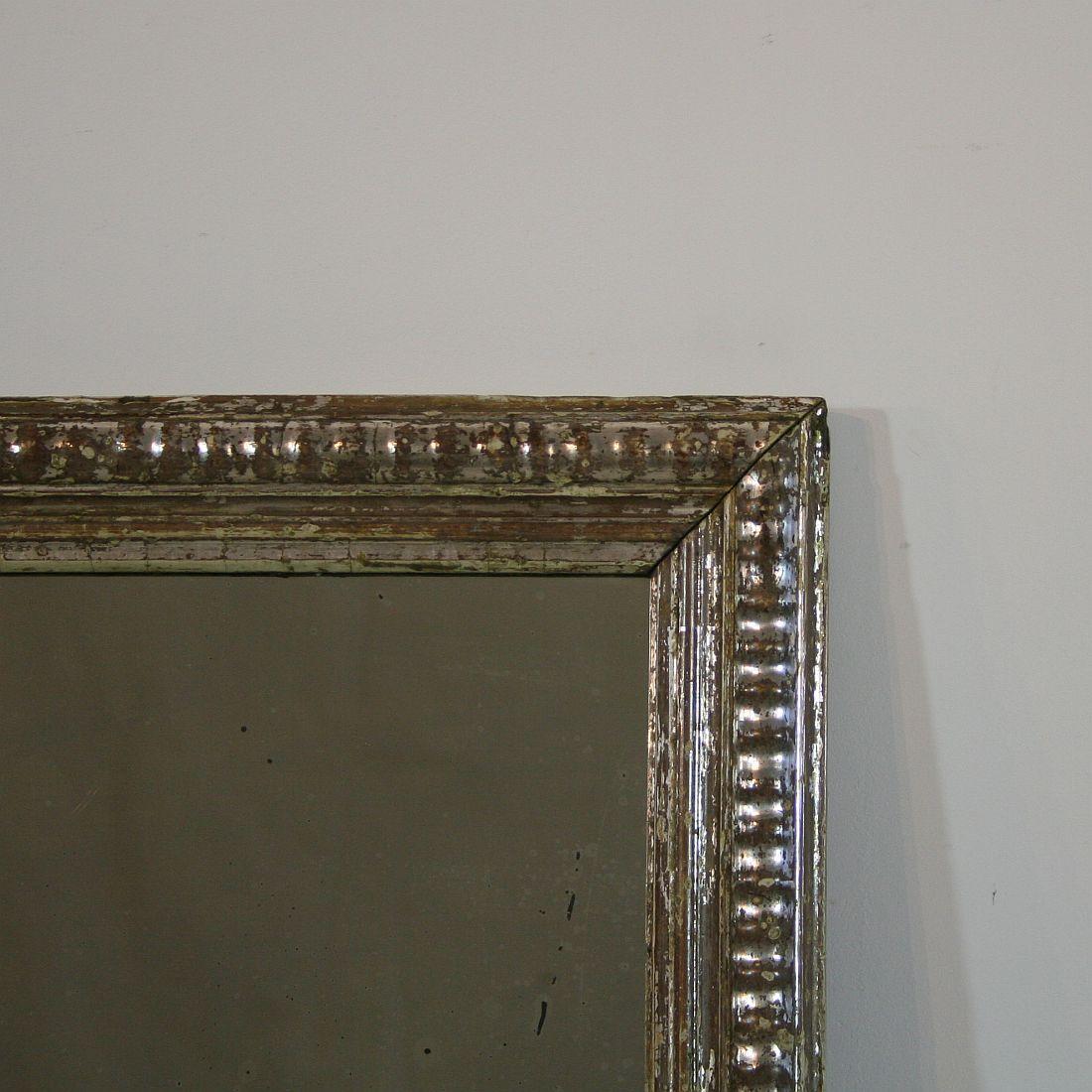 Hand-Carved Late 18th Century French Carved and Silvered Mirror