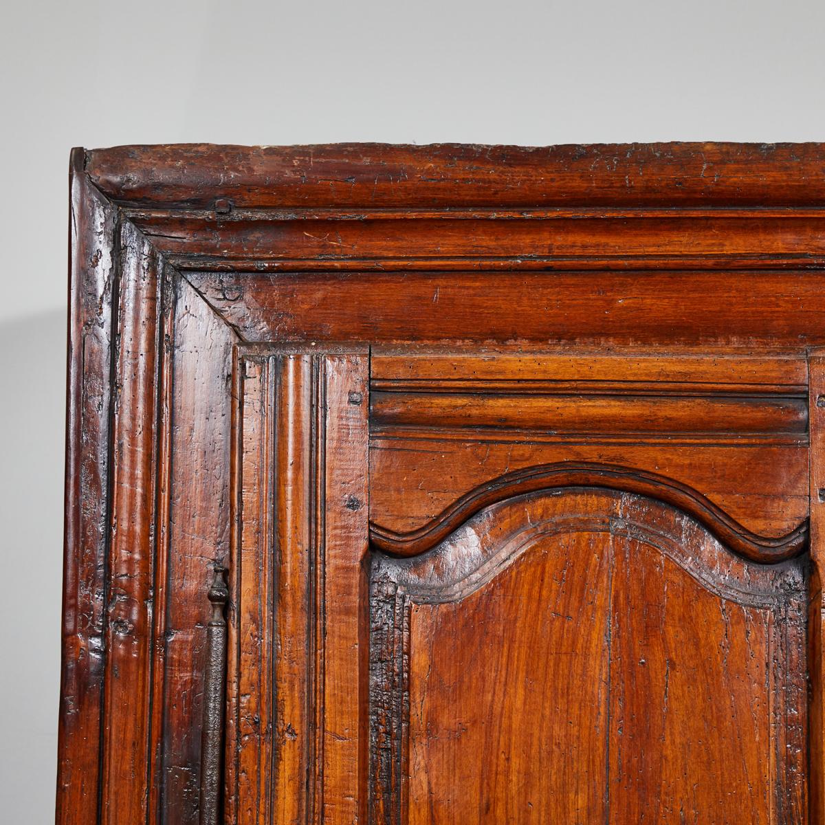 Late 18th Century French Carved Cherrywood Armoire In Good Condition In Los Angeles, CA