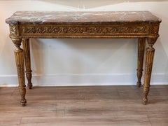 Late 18th Century French Carved Giltwood Marble Top Console Table