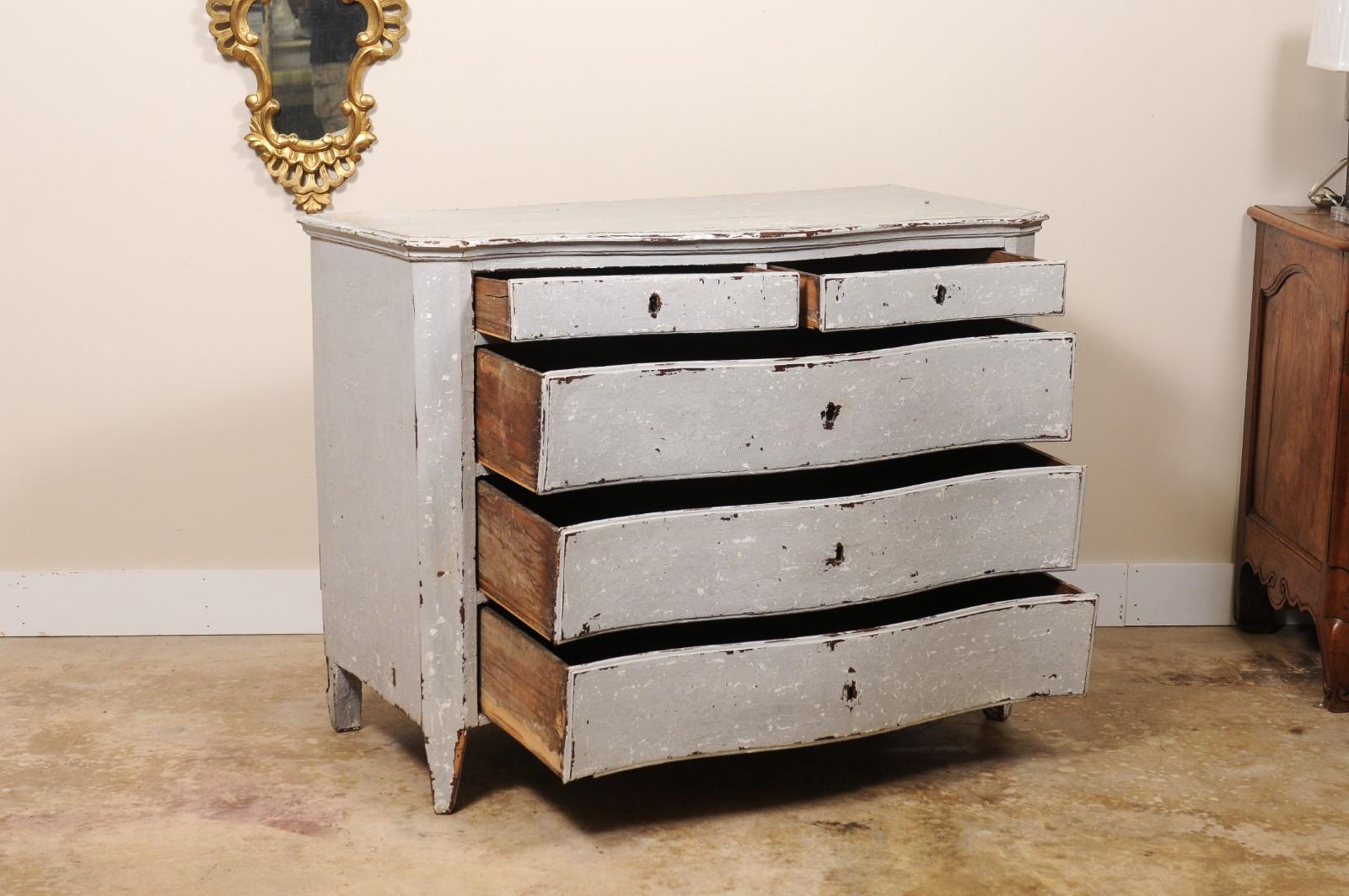 Louis XV Late 18Th Century French Commode Chest of Drawers Painted For Sale