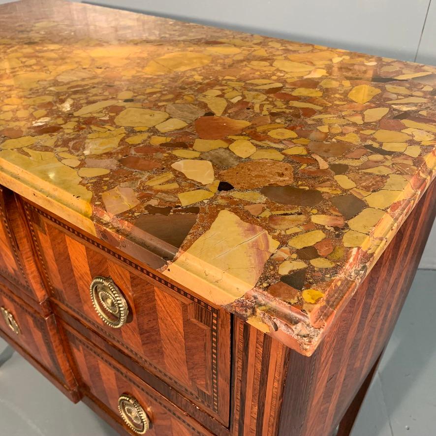 Late 18th Century French Commode with Marquetry and Marble Top In Good Condition In Uppingham, Rutland