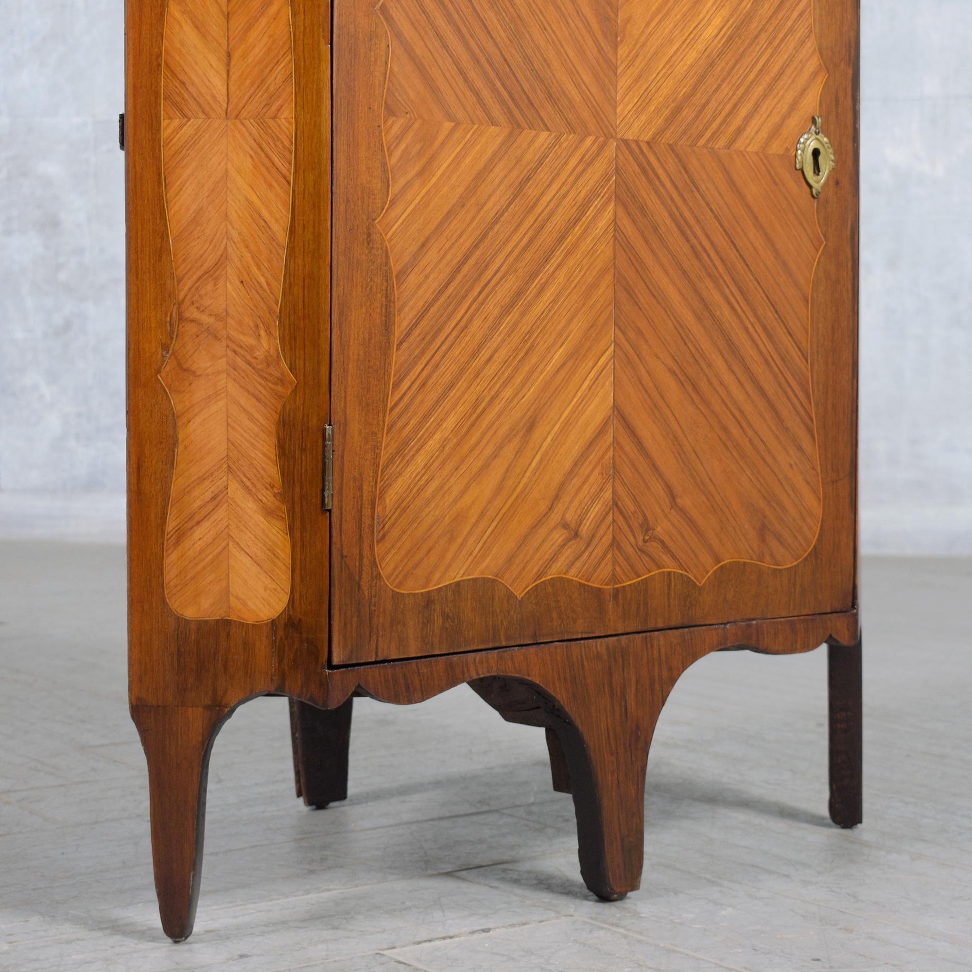 Late 18th-Century French Corner Cabinets with Marble Tops: Restored Elegance For Sale 6
