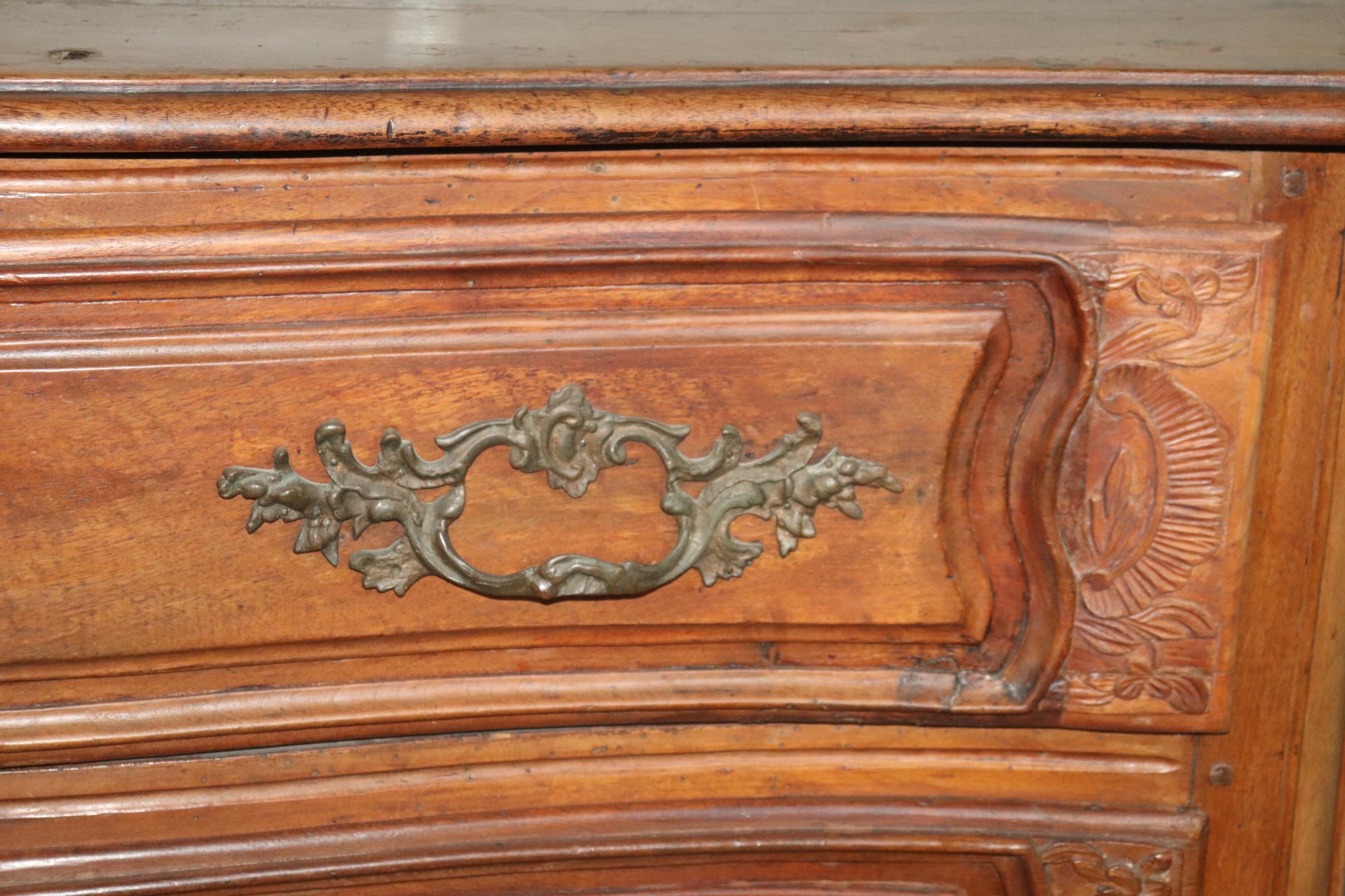 French Provincial Late 18th Century French Country Walnut Commode with Bronze Hardware For Sale