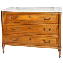 Late 18th Century French Directoire Commode in Cherrywood with Marble Top