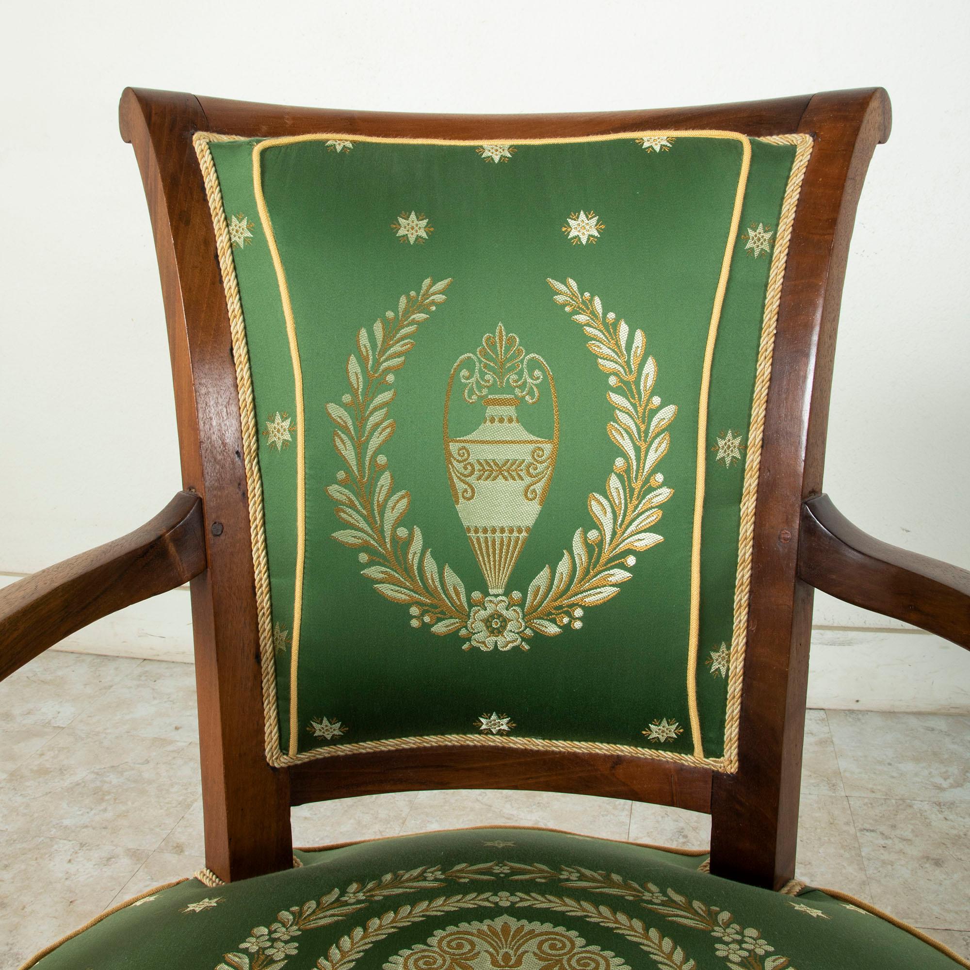 Late 18th Century French Directoire Period Mahogany Armchair, Silk Upholstery 3