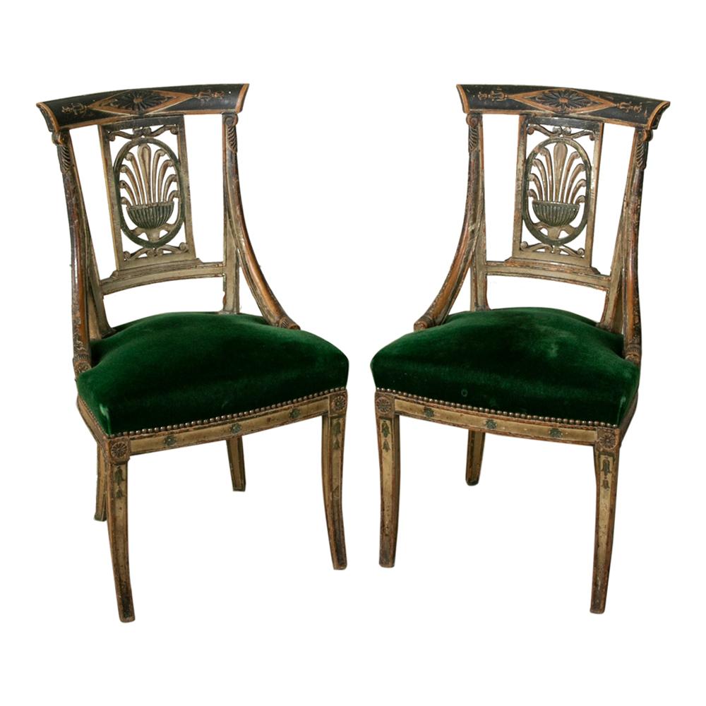 Late 18th Century French Directoire Period Painted Side Chairs Occasional Chairs