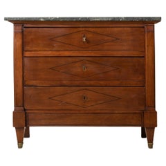Late 18th Century French Directoire Period Walnut Commode or Chest with Marble