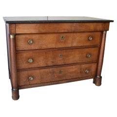 Late 18th Century French Empire Cherry Marble Top Commode