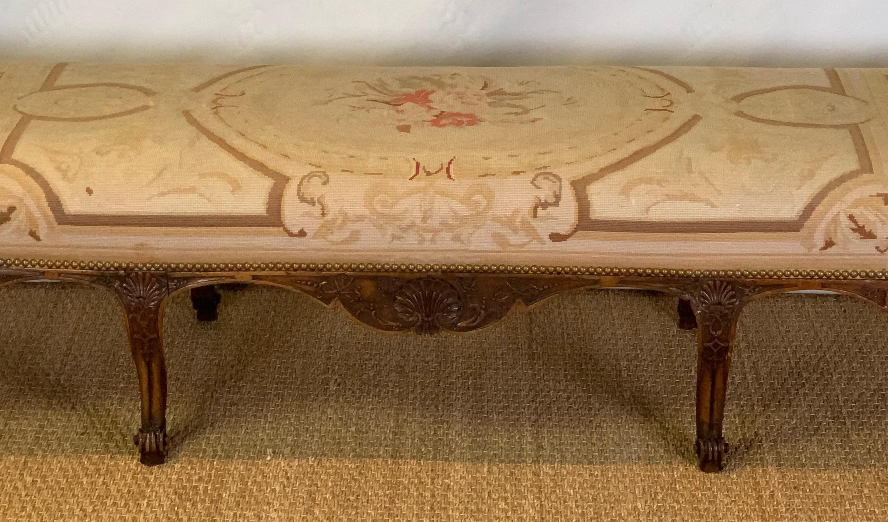 Hand-Carved Late 18th Century French Fireside Bench