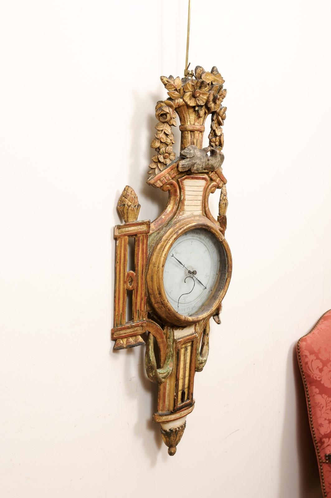 Late 18th Century French Giltwood Barometer with Kissing Doves 8