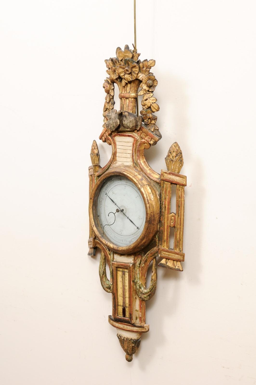 Late 18th Century French Giltwood Barometer with Kissing Doves 9