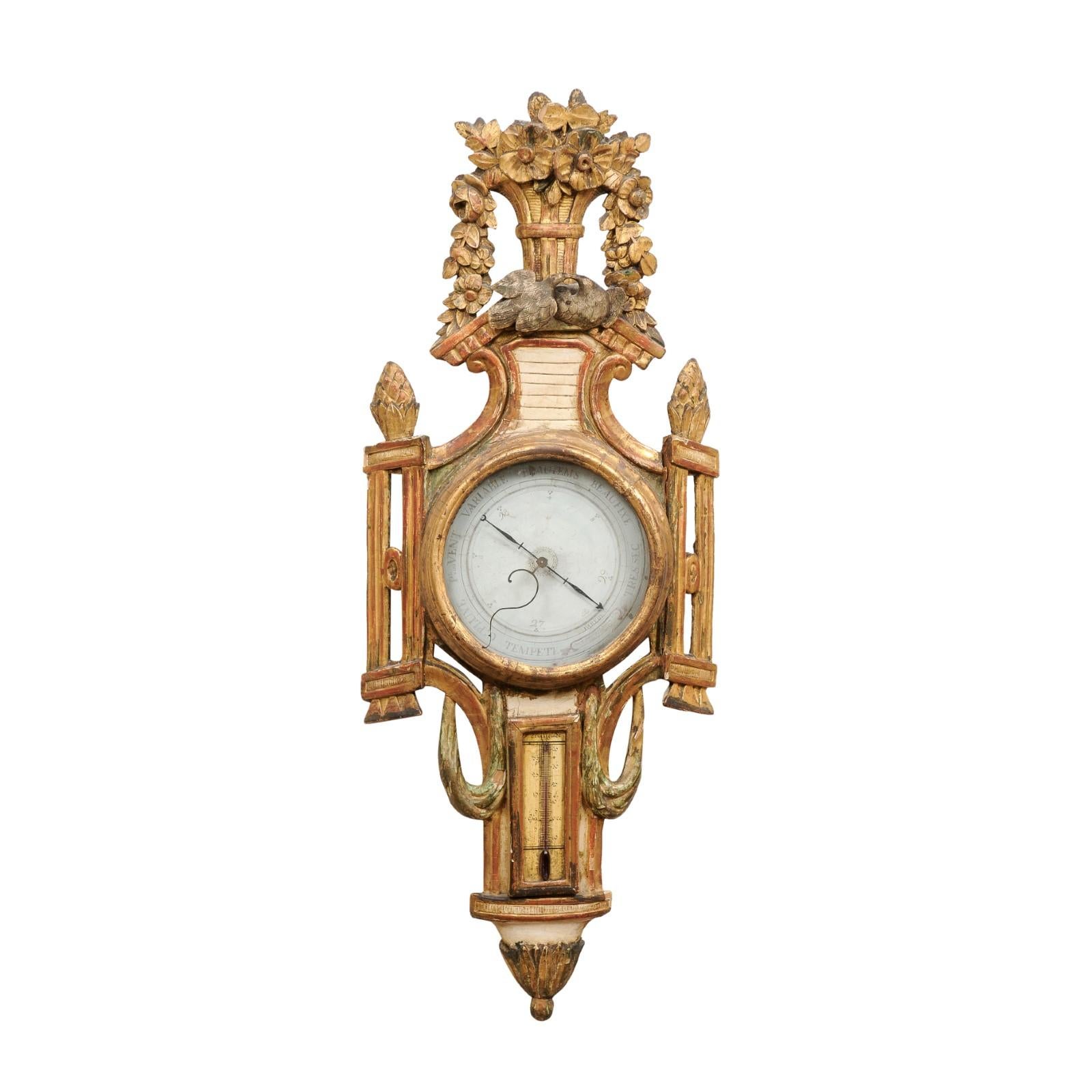 Late 18th Century French Giltwood Barometer with Kissing Doves In Good Condition In Atlanta, GA