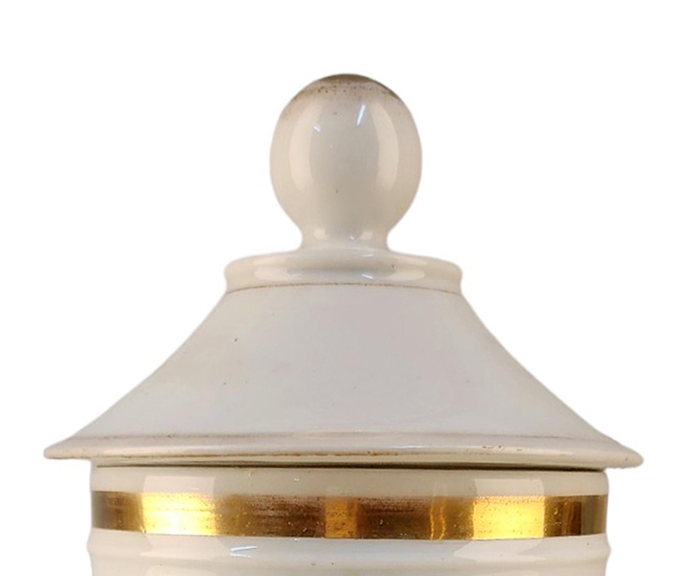French Provincial Late 18th Century French Glazed Porcelain Apothecary/Pharmacy Jar - 'RAD: BUTNE' For Sale